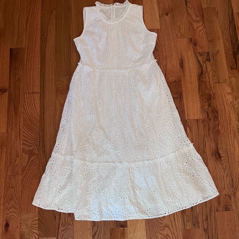 Charter Club white eyelet tiered midi dress, Mommy & Me collection. Size M